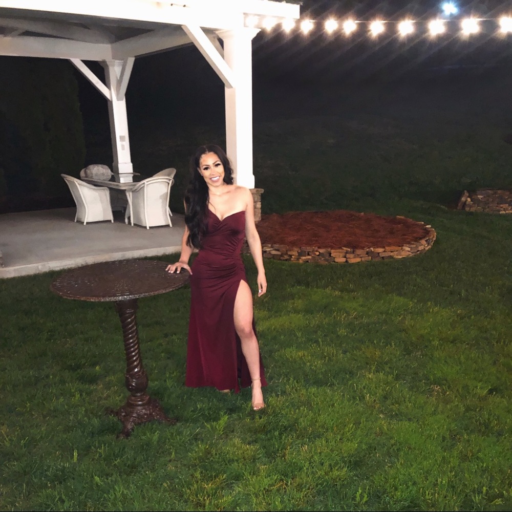 Oh Polly One Shoulder Thigh Split Maxi Dress